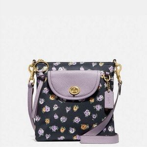 Coach Vintage Rose Print Nylon Leather Turn lock Cargo Crossbody